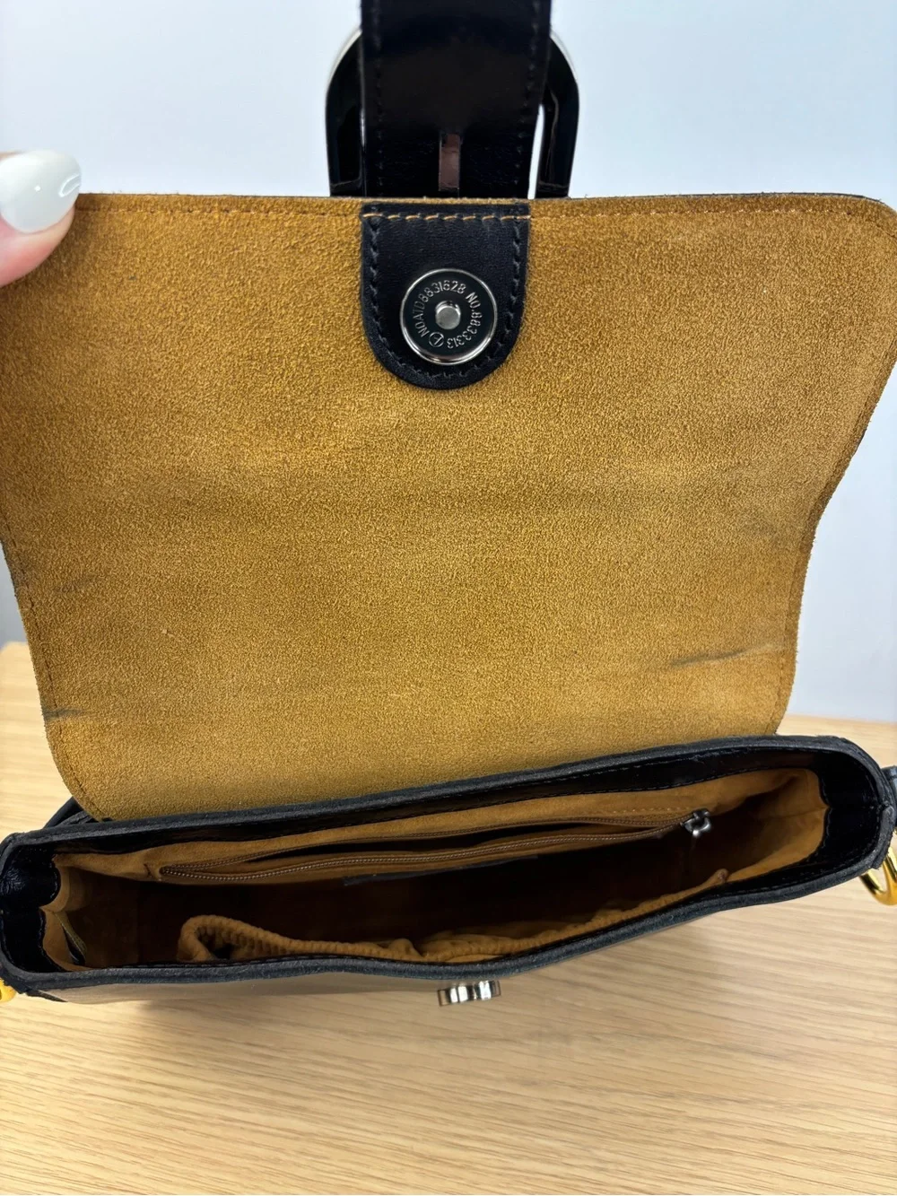 Patricia Nash Black Leather Horseshoe Buckle Shoulder Bag